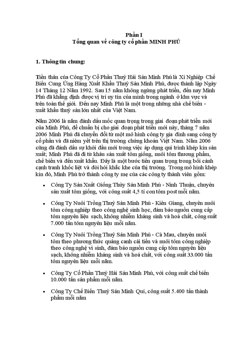 image for page Phân tích tài chính công ty cổ phần thủy hải sản Minh Phú