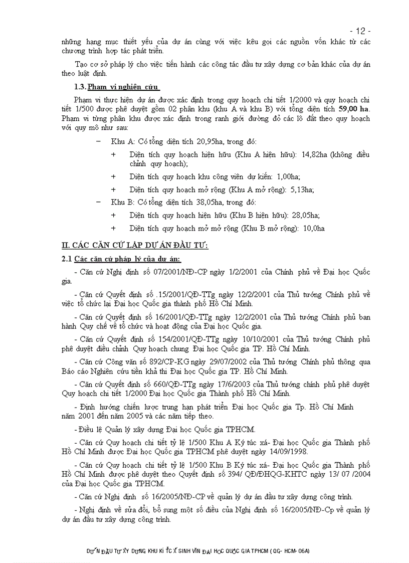 image for page Dự án đầu tư xây dựng khu ký túc xá sinh viên đại học quốc gia tp hcm dự án đầu tư qg hcm 06a
