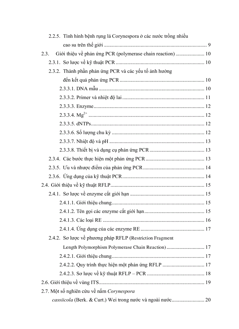 image for page HÂN TÍCH ĐA DẠNG DI TRUYỀN QUẦN THỂ NẤM Corynespora cassiicola Berk Curt Wei GÂY BỆNH TRÊN CÂY CAO SU Hevea brasiliensis Muell Arg TẠI LAI KHÊ BẾN CÁT BÌNH DƯƠNG BẰNG PHƯƠNG PHÁP RFLP P