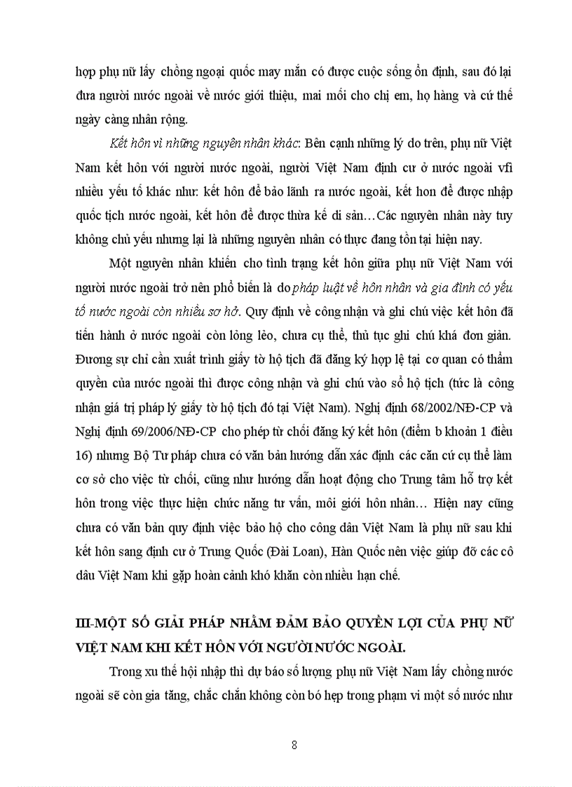 image for page Vấn đề kết hôn giữa phụ nữ Việt Nam với người nước ngoài hiện nay và một số giải pháp nhằm đảm bảo quyền lợi của phụ nữ Việt Nam kết hôn với người nước ngoài