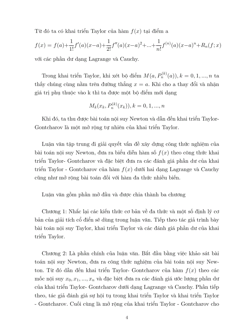 image for page Công thức Khai triển Taylor Gontcharov và áp dụng