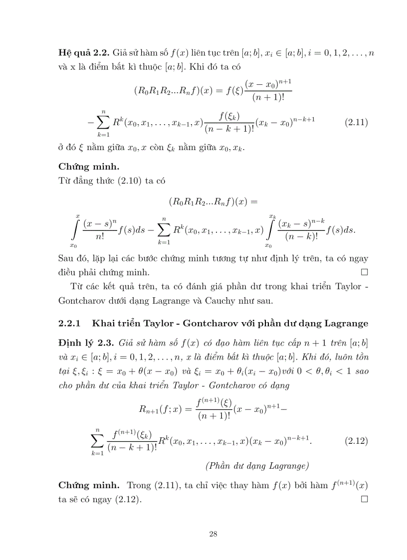 image for page Công thức Khai triển Taylor Gontcharov và áp dụng