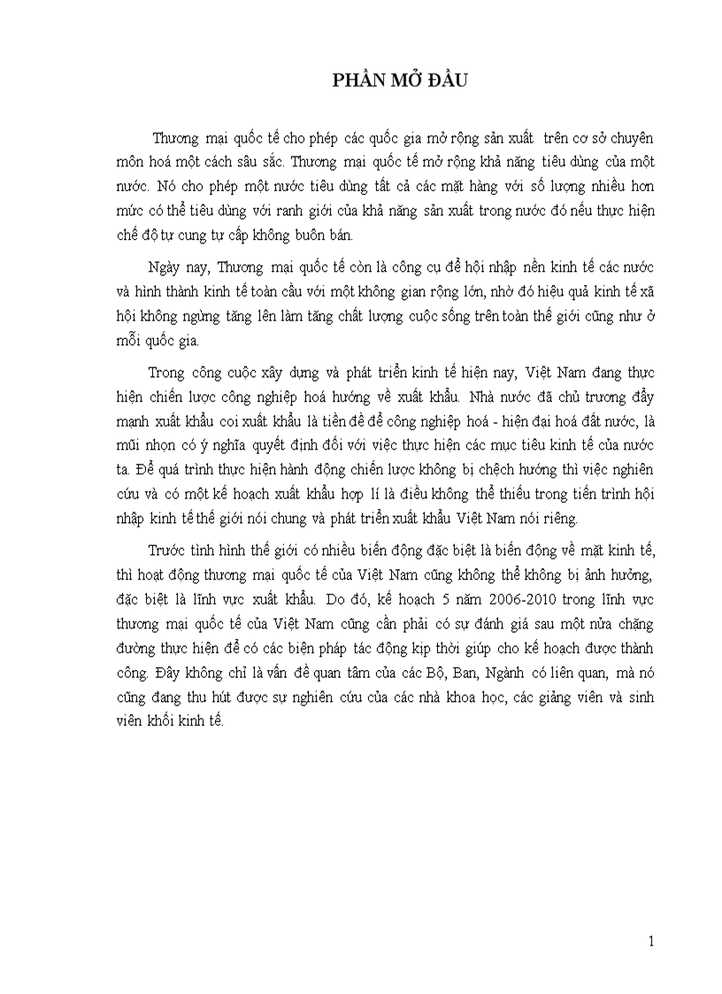 Tiểu luận môn kế hoạch hóa đánh giá thực hiện kế hoạch thương mại quốc tế giai đoạn 2001 2010