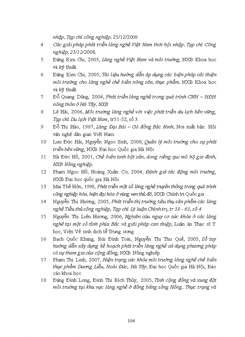 image for page Đánh giá hiện trạng ô nhiễm môi trường phục vụ phát triển bền vững làng nghề chế biến thực phẩm Dương Liễu huyện Hoài Đức thành phố Hà Nội