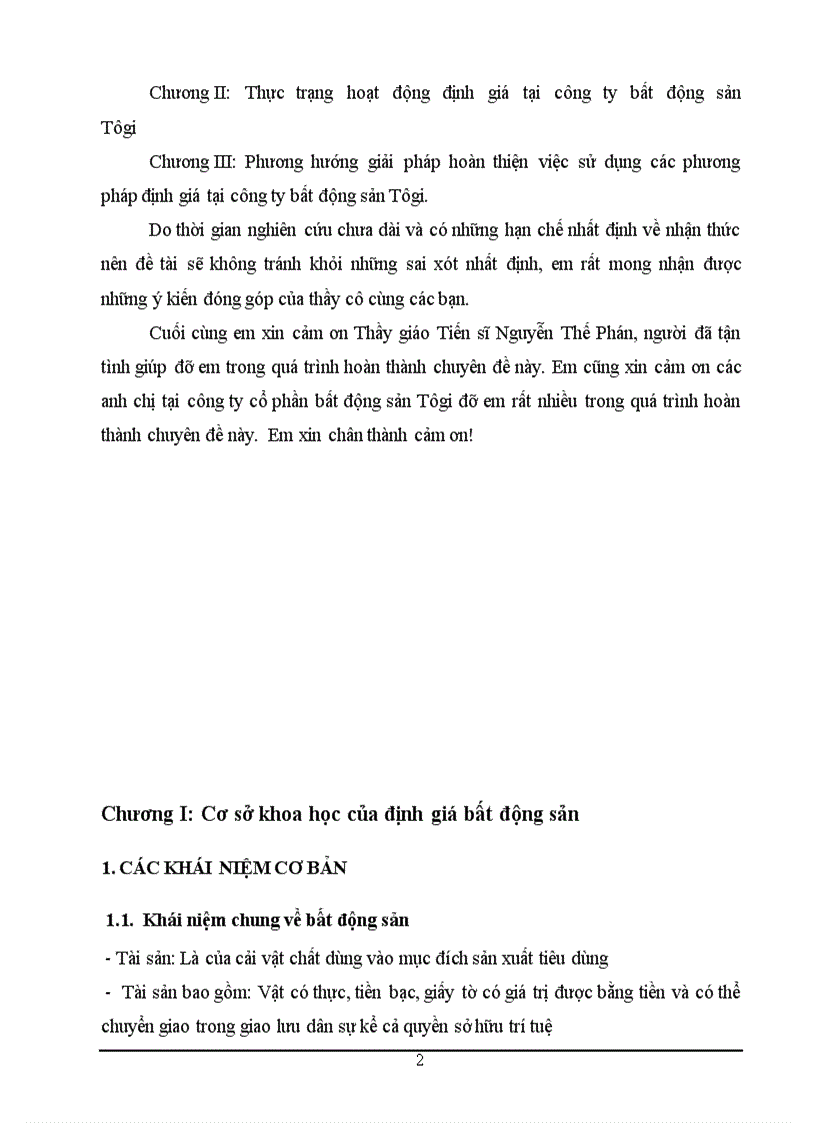 Vận dụng các phương pháp định giá vào hoạt động định giá bất động sản tại công ty cổ phần bất động sản Tôgi