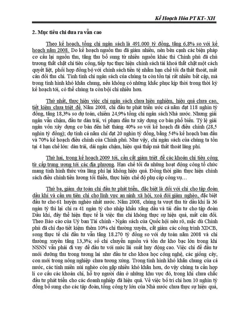 image for page Môn kế hoạch hóa đánh giá tình hình thực hiện kế hoạch ngân sách giai đoạn 2006 2008 và đưa ra giải pháp thực hiện cho 2 năm còn lại của KH 2006 2010