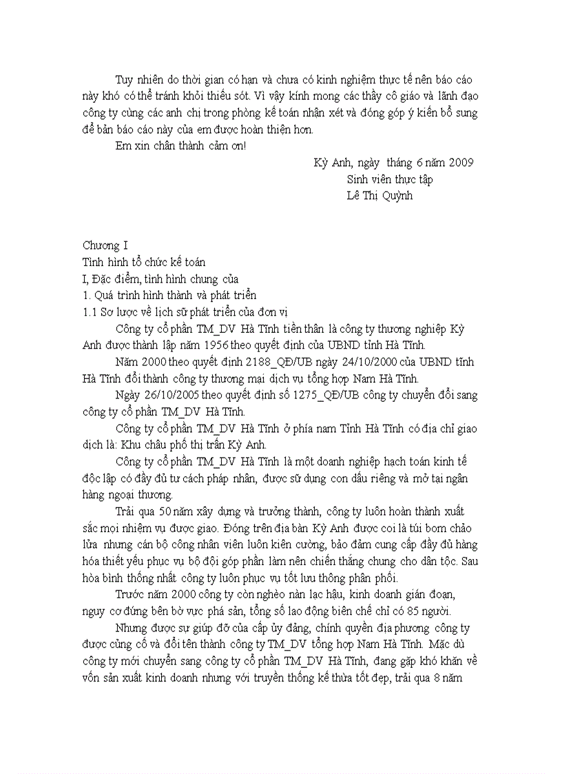 image for page Kế toán xác định kết quả kinh doanh tại Công ty cổ phần TM DV Hà Tĩnh