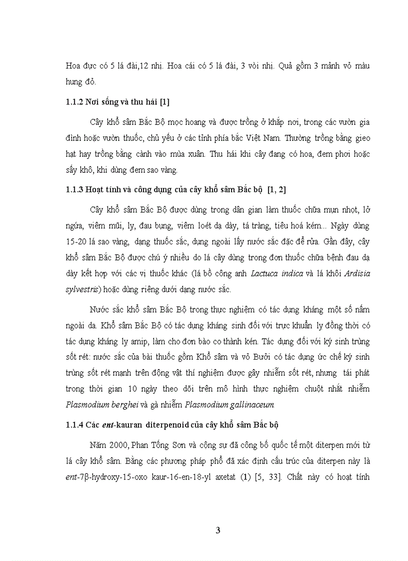 image for page Nghiên cư u bán tổng hợp các dẫn xuất của ent kauran diterpenoid từ cây khổ sâm Bắc Bộ Croton tonkinensis Gagnep Euphorbiaceae và khảo sát hoạt tính sinh học của chúng