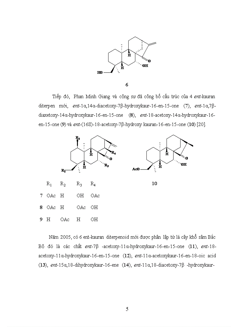 image for page Nghiên cư u bán tổng hợp các dẫn xuất của ent kauran diterpenoid từ cây khổ sâm Bắc Bộ Croton tonkinensis Gagnep Euphorbiaceae và khảo sát hoạt tính sinh học của chúng