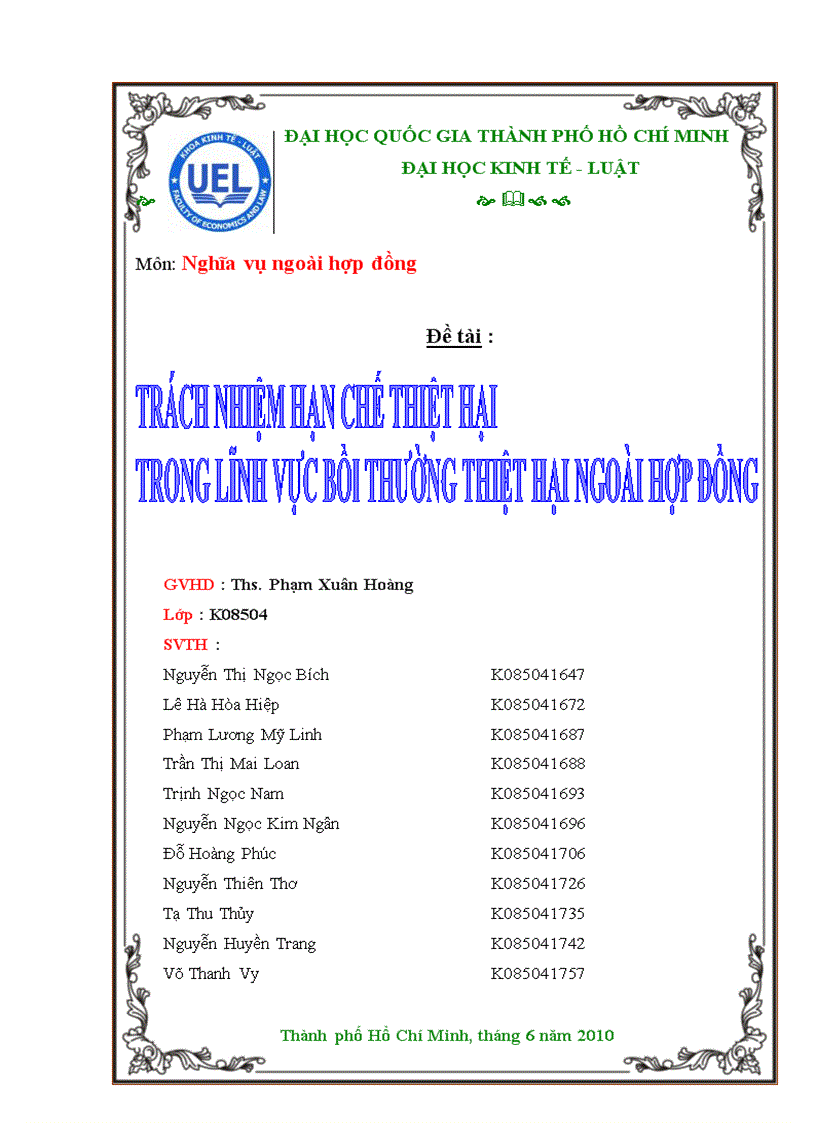 image for page Trách nhiệm hạn chế thiệt hại trong lĩnh vực bồi thường thiệt hai ngoài hợp đồng