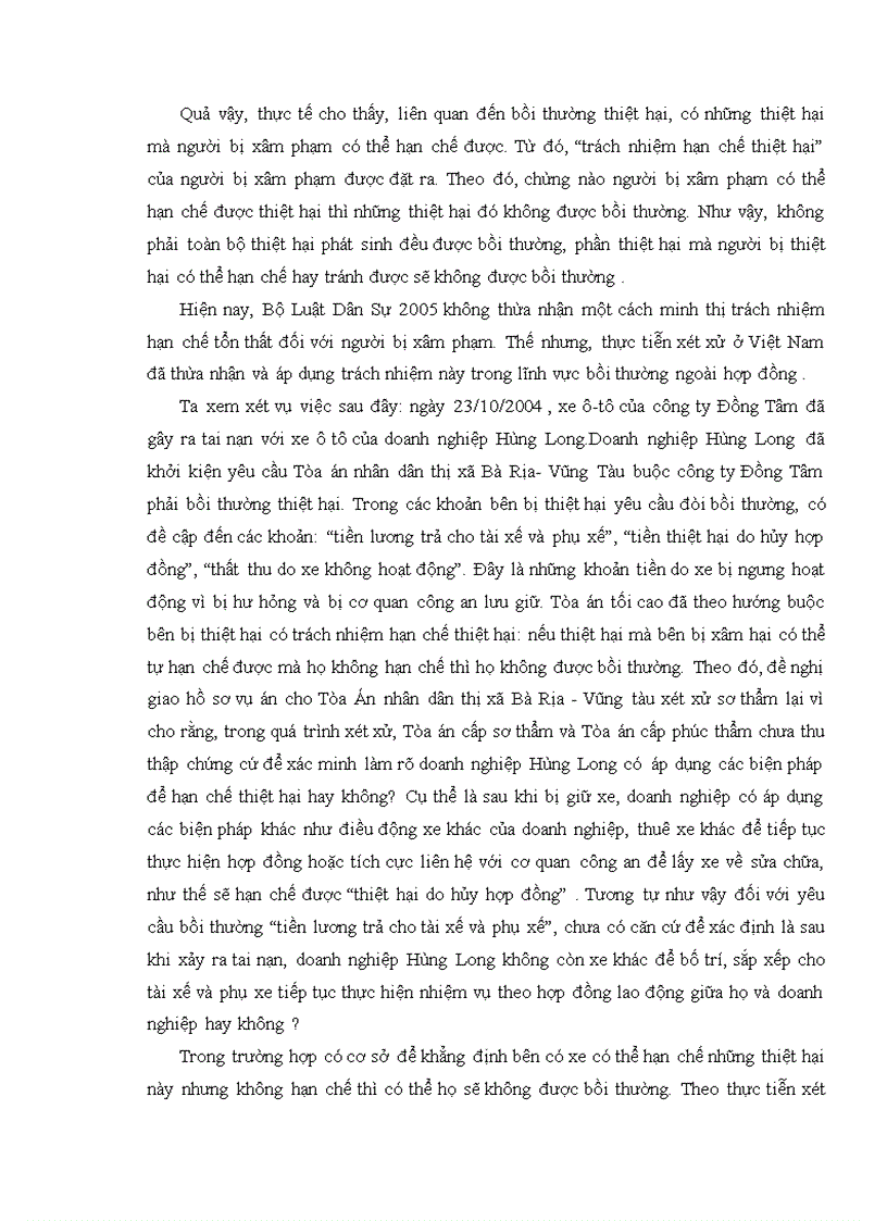 image for page Trách nhiệm hạn chế thiệt hại trong lĩnh vực bồi thường thiệt hai ngoài hợp đồng