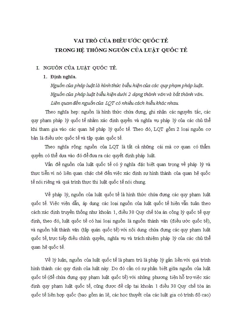image for page Vai trò của điều ước quốc tế trong hệ thống nguồn của luật Quốc Tế