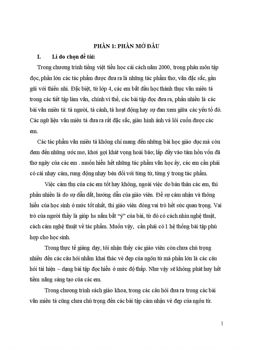 image for page Bình giá vẻ đẹp ngôn từ và xây dựng bài tập đọc hiểu giúp học sinh cảm nhận được vẻ đẹp của ngôn từ trong bài văn miêu tả lớp 4