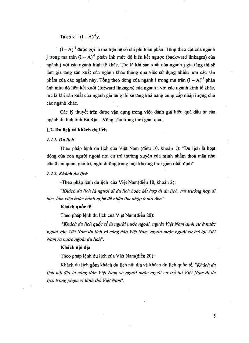 image for page Đánh giá hiệu quả đầu tư xây dựng I O và áp dụng TSA ngành du lịch tỉnh Bà Rịa Vũng Tàu