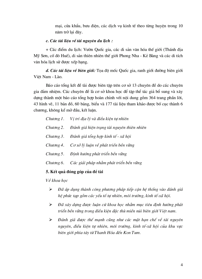 image for page Đánh giá tổng hợp tài nguyên điều kiện tự nhiên môi trường kinh tế xã hội nhằm định hướng phát triển bền vững khu vực biên giới phía tây từ Thanh Hóa đến Kontum