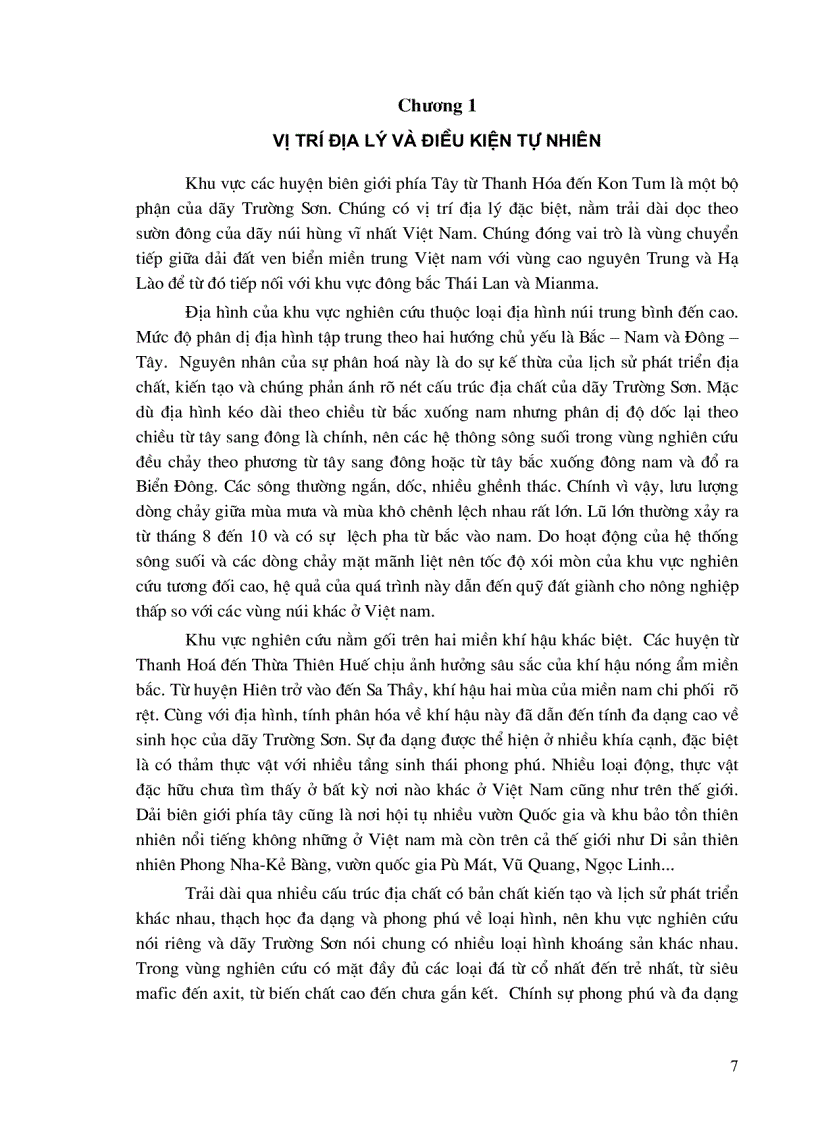 image for page Đánh giá tổng hợp tài nguyên điều kiện tự nhiên môi trường kinh tế xã hội nhằm định hướng phát triển bền vững khu vực biên giới phía tây từ Thanh Hóa đến Kontum