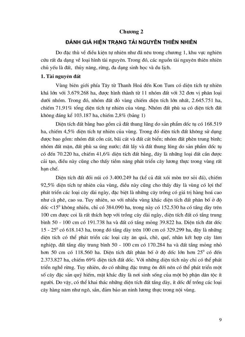 image for page Đánh giá tổng hợp tài nguyên điều kiện tự nhiên môi trường kinh tế xã hội nhằm định hướng phát triển bền vững khu vực biên giới phía tây từ Thanh Hóa đến Kontum