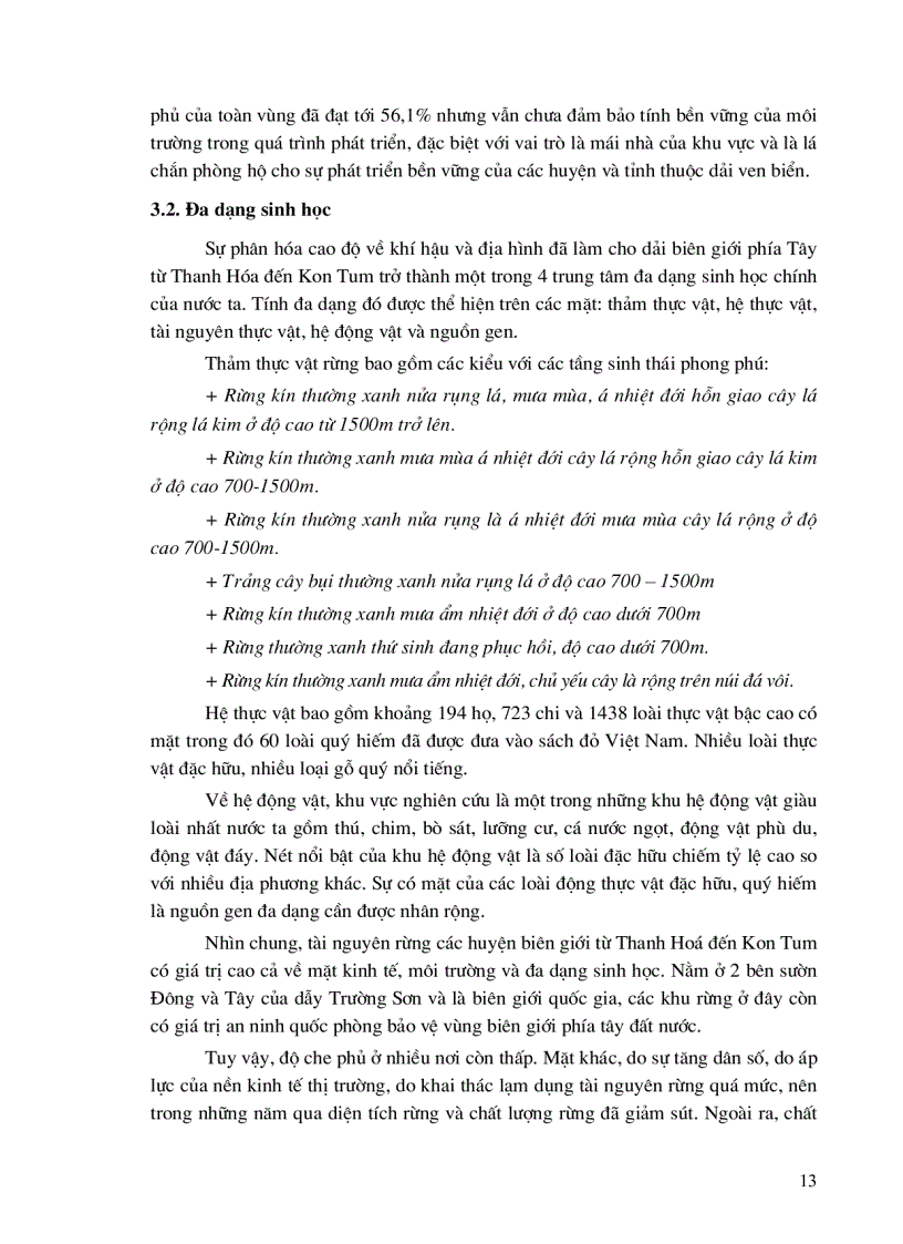 image for page Đánh giá tổng hợp tài nguyên điều kiện tự nhiên môi trường kinh tế xã hội nhằm định hướng phát triển bền vững khu vực biên giới phía tây từ Thanh Hóa đến Kontum