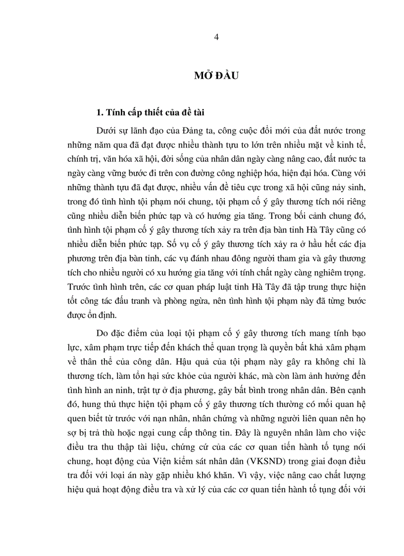 image for page Hoạt động của Viện kiểm sát nhân dân trong giai đoạn điều tra các vụ án cố ý gây thương tích trên địa bàn tỉnh Hà Tây