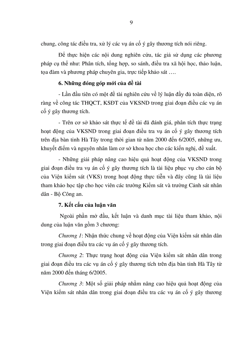 image for page Hoạt động của Viện kiểm sát nhân dân trong giai đoạn điều tra các vụ án cố ý gây thương tích trên địa bàn tỉnh Hà Tây