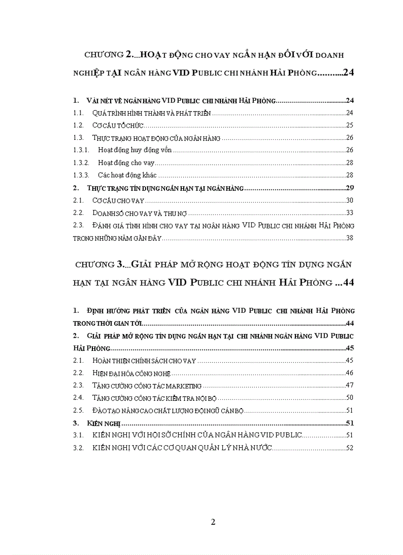 image for page Giải pháp mở rộng hoạt động tín dụng ngắn hạn tại ngân hàng VID PUBLIC Chi nhánh Hải Phòng