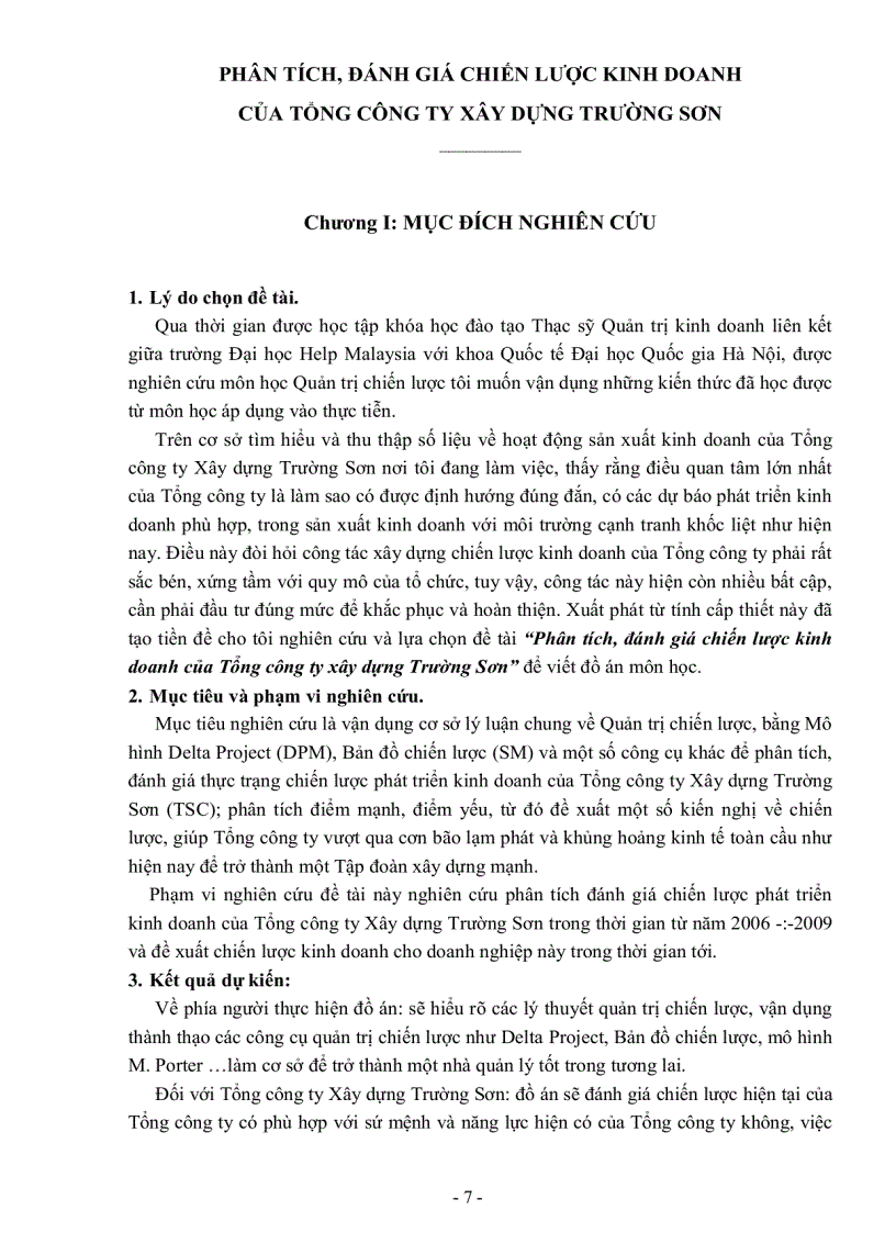 image for page Phân tích đánh giá chiến lược kinh doanh của Tổng công ty xây dựng Trường Sơn