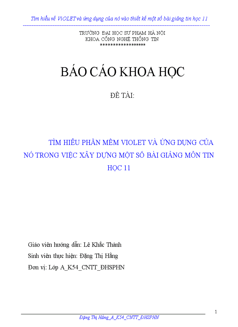 Báo cáo nghiên cứu khoa học Tìm hiểu về ViOLET và ứng dụng của nó vào thiết kế một số bài giảng tin học 1