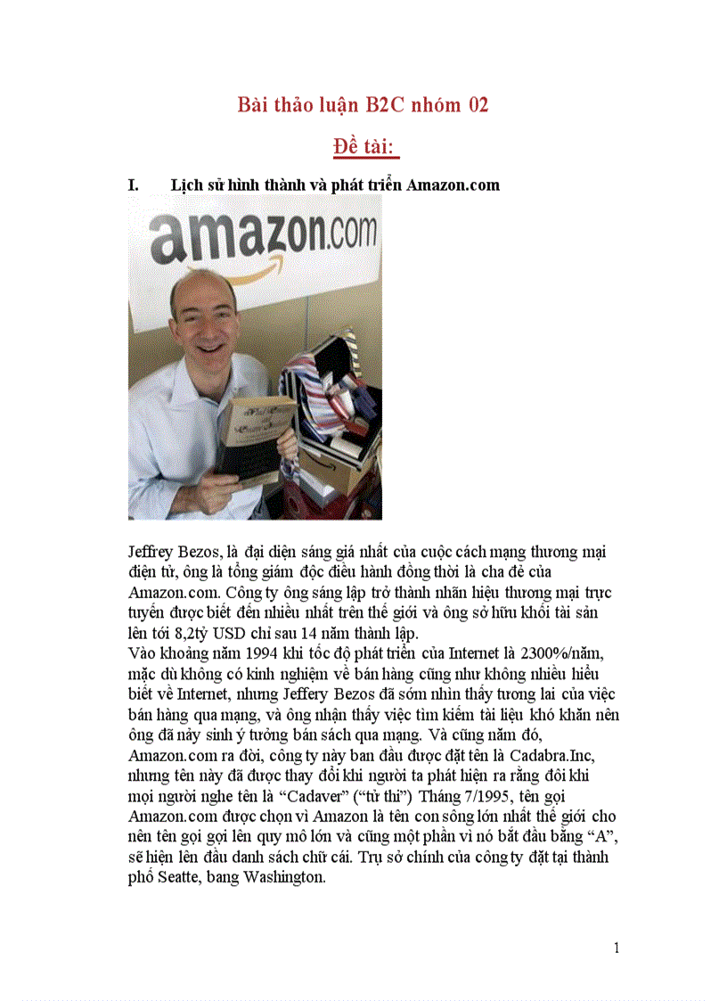 Lịch sử hình thành và phát triển Amazon com