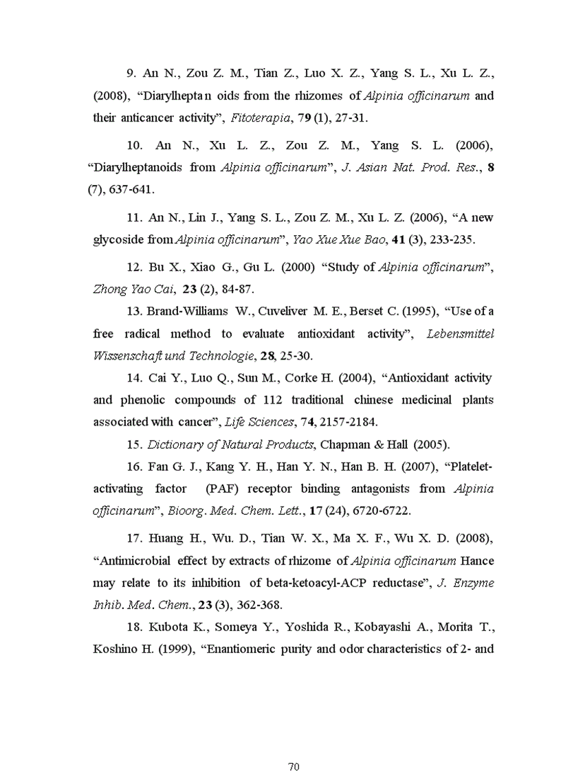 image for page Nghiên cứu phân lập xác định cấu trúc và khảo sát hoạt tính sinh học của các hợp chất và khảo sát hoạt tính sinh học của các hợp chất Phenolic từ cây Alpinia pinnanensist l wu et senjen