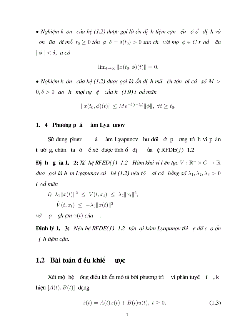 image for page Giới thiệu một số kết quả về bài toán điều khiển H1 cho hệ không ôtônôm không có trễ và có trễ với giả thiết điều khiển được