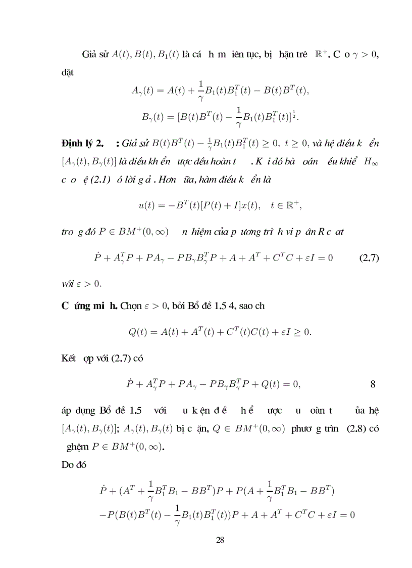 image for page Giới thiệu một số kết quả về bài toán điều khiển H1 cho hệ không ôtônôm không có trễ và có trễ với giả thiết điều khiển được