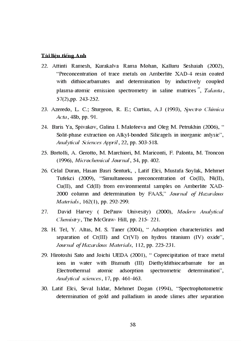 image for page Tách làm giầu xác định lượng vết Pb và Cd trong một số đối tượng bằng kỹ thuật chiết pha rắn và phương pháp quang phổ