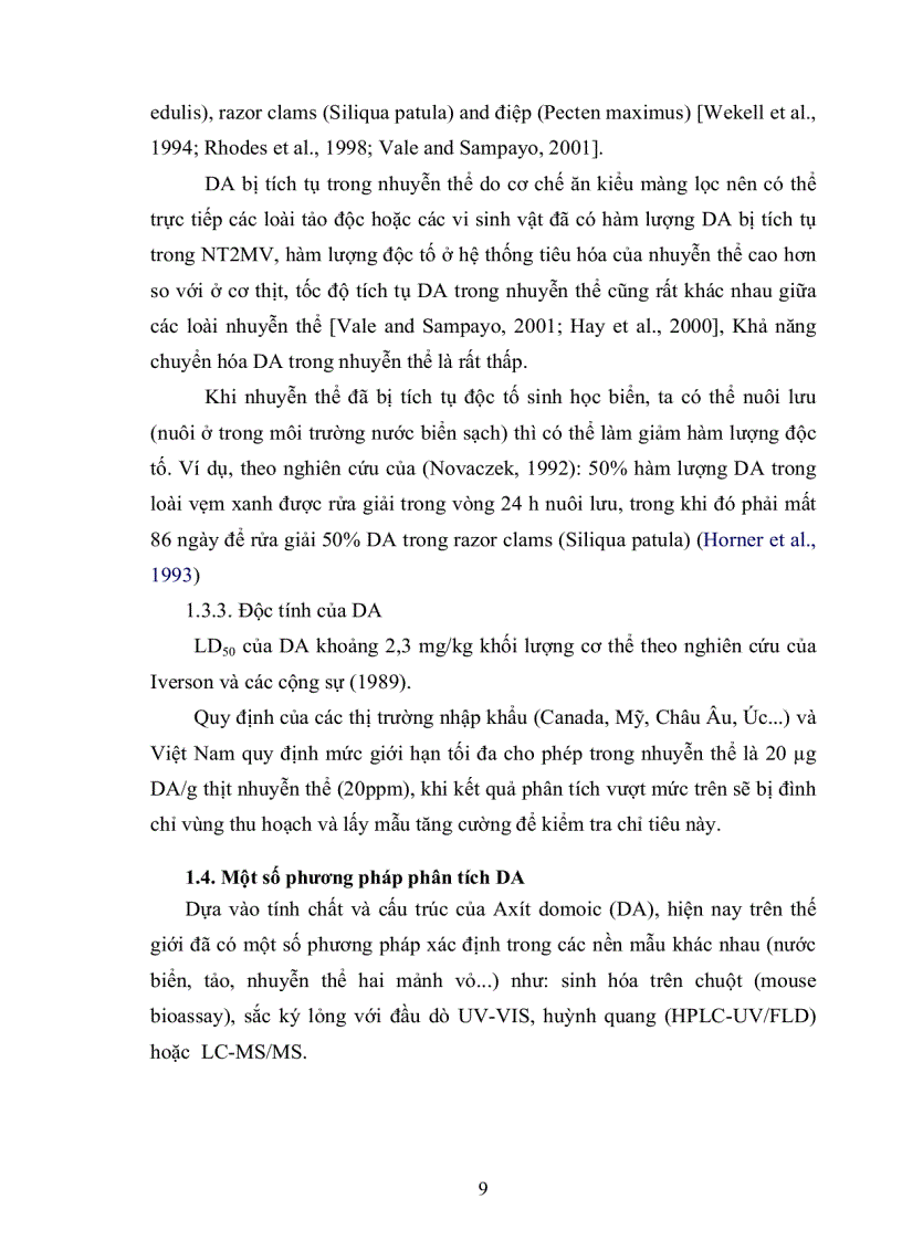 image for page Nghiên cứu định lượng độc tố sinh học biển ASP Axít domoic trong thủy sản và sản phẩm thủy sản bằng phương pháp sắc ký lỏng ghép 2 lần khối phổ