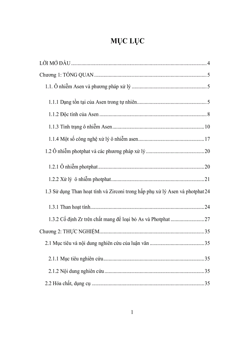 image for page Nghiên cứu xử lý các hợp chất asen và photphat trong nguồn nước ô nhiễm với than hoạt tính cố định Zr IV