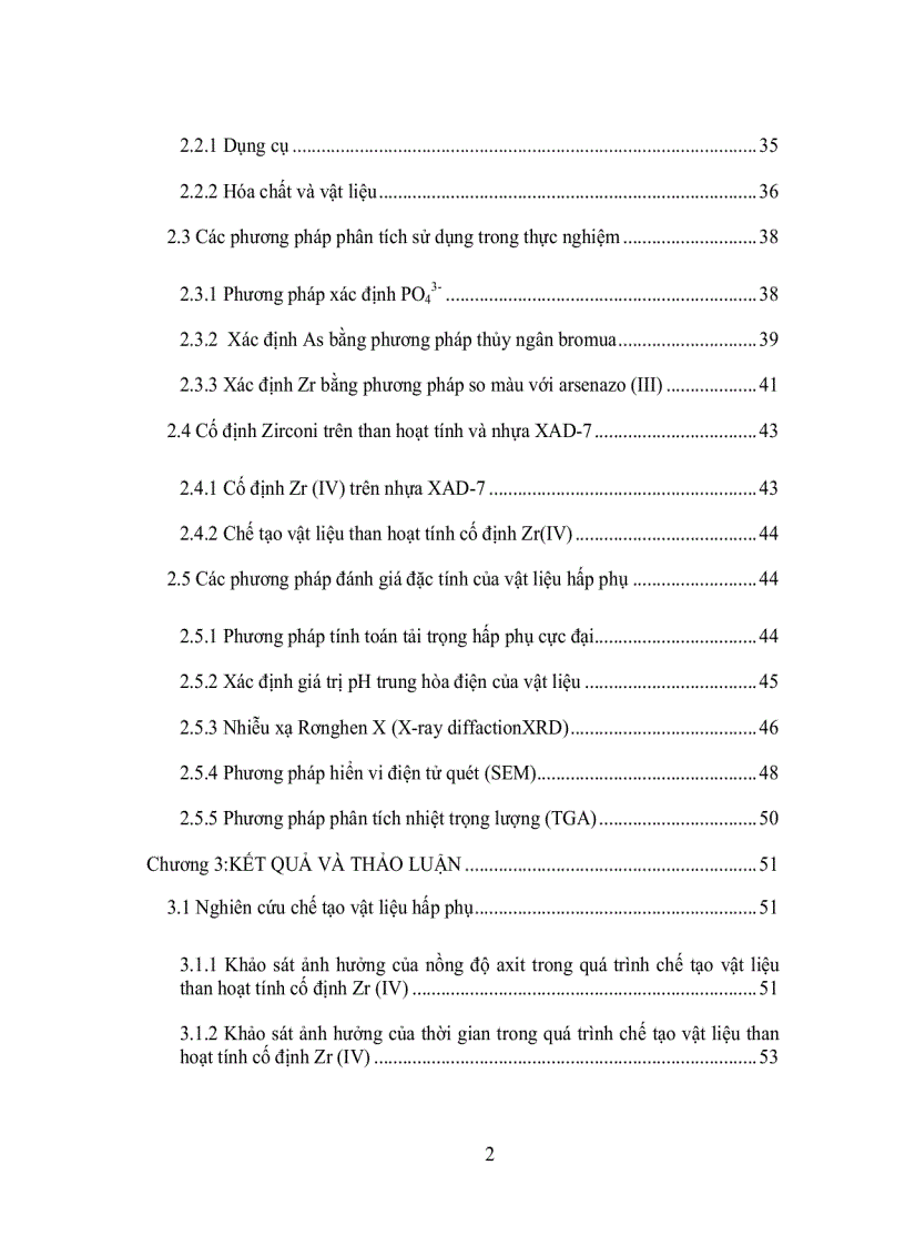 image for page Nghiên cứu xử lý các hợp chất asen và photphat trong nguồn nước ô nhiễm với than hoạt tính cố định Zr IV