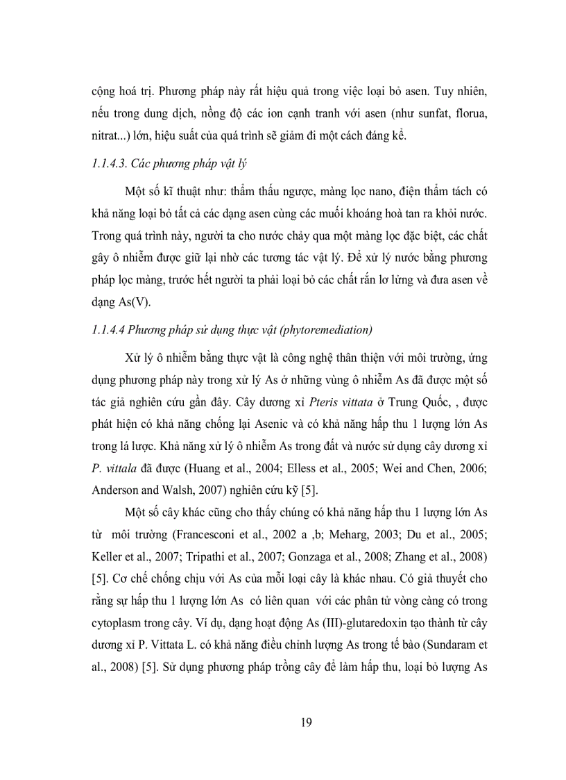 image for page Nghiên cứu xử lý các hợp chất asen và photphat trong nguồn nước ô nhiễm với than hoạt tính cố định Zr IV