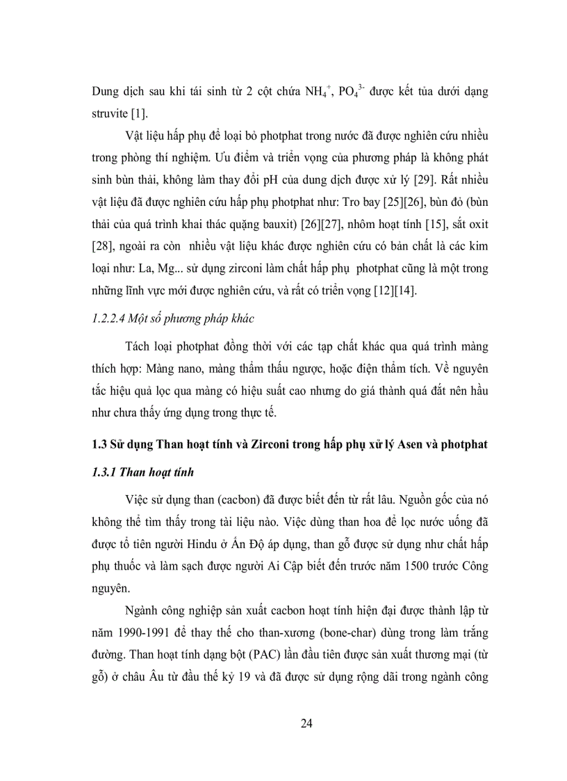 image for page Nghiên cứu xử lý các hợp chất asen và photphat trong nguồn nước ô nhiễm với than hoạt tính cố định Zr IV