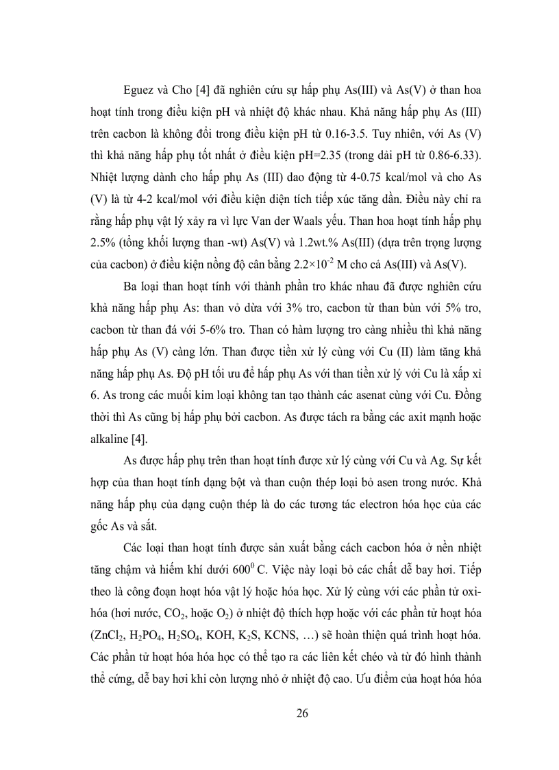image for page Nghiên cứu xử lý các hợp chất asen và photphat trong nguồn nước ô nhiễm với than hoạt tính cố định Zr IV