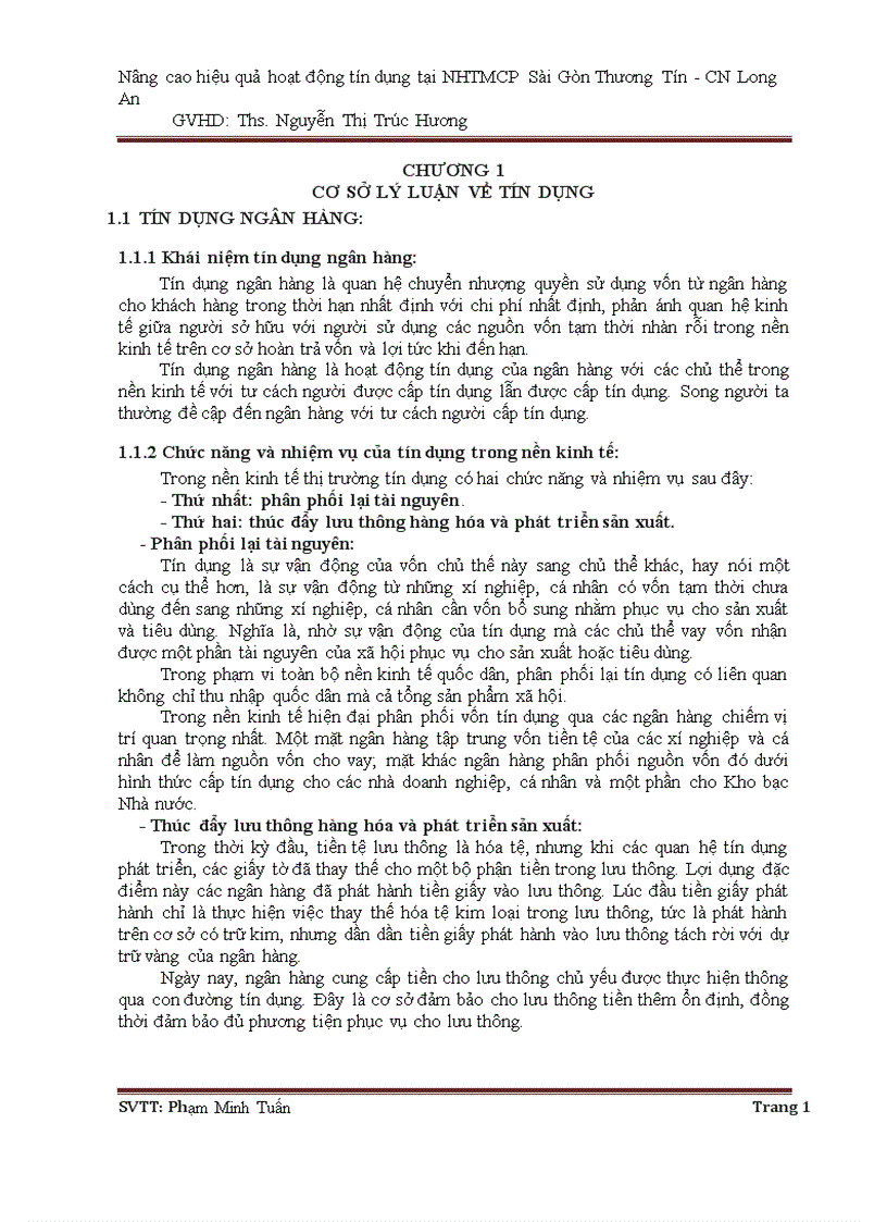 image for page Nâng cao hiệu quả hoạt động tín dụng tại ngân hàng thương mại cổ phần Sài Gòn Thương Tín CN Long An