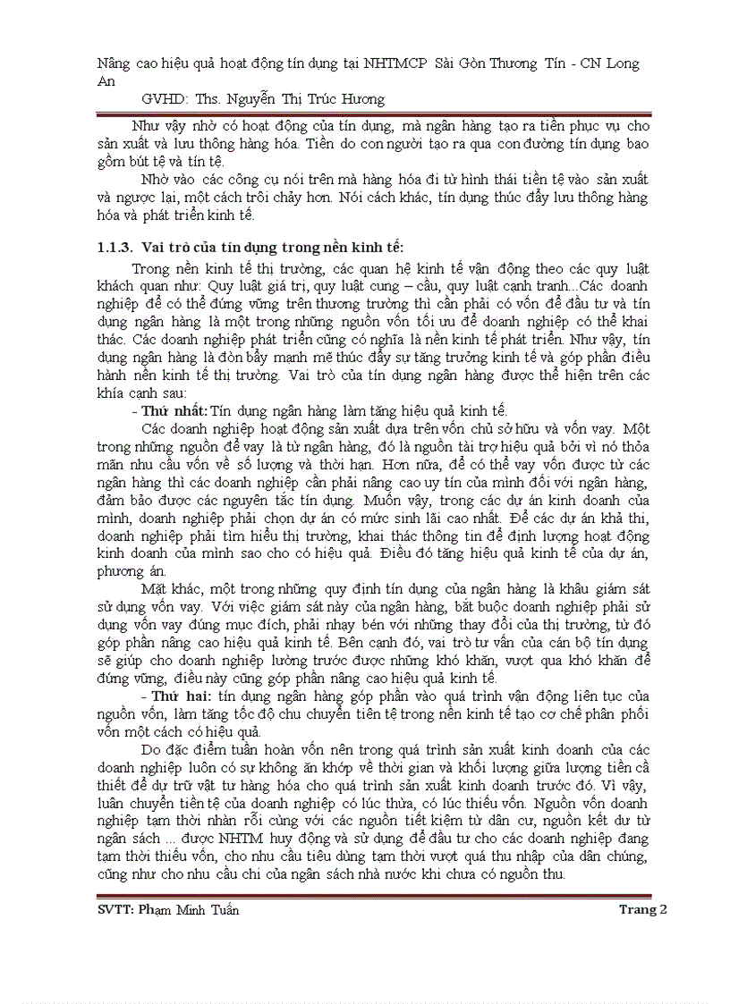 image for page Nâng cao hiệu quả hoạt động tín dụng tại ngân hàng thương mại cổ phần Sài Gòn Thương Tín CN Long An