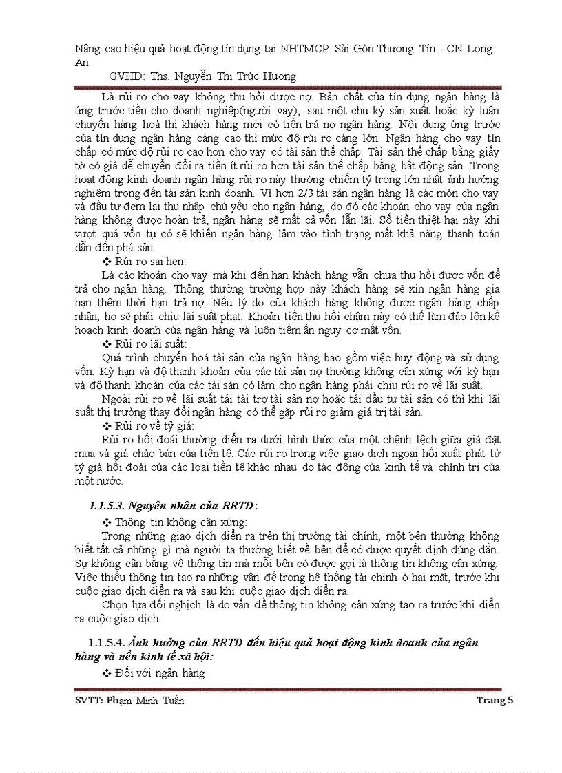 image for page Nâng cao hiệu quả hoạt động tín dụng tại ngân hàng thương mại cổ phần Sài Gòn Thương Tín CN Long An