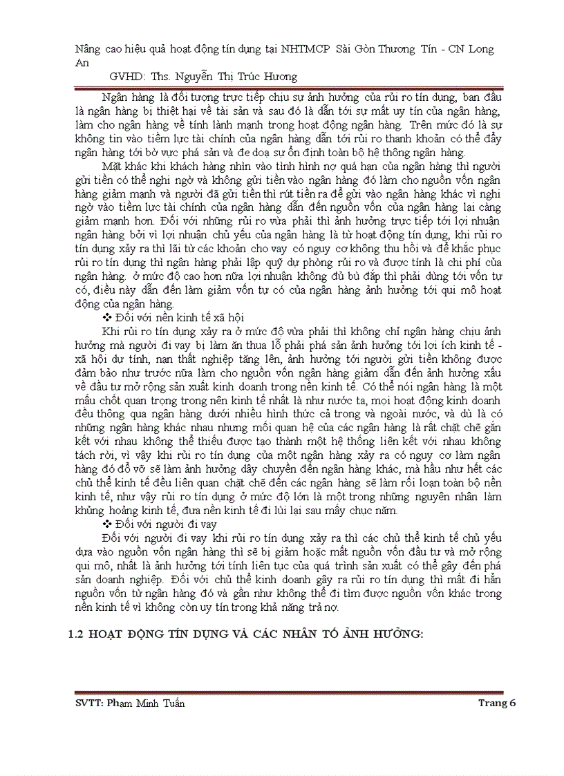 image for page Nâng cao hiệu quả hoạt động tín dụng tại ngân hàng thương mại cổ phần Sài Gòn Thương Tín CN Long An
