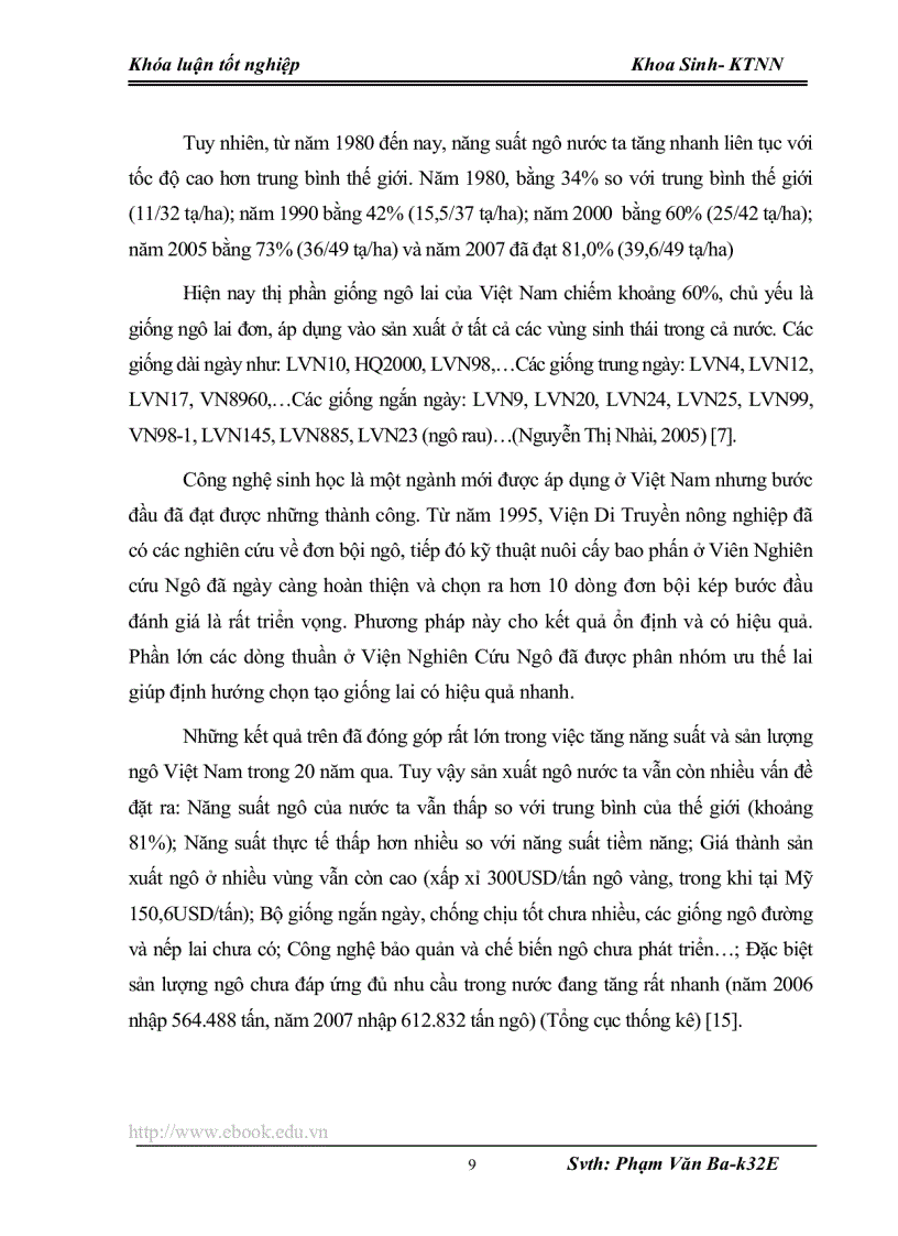 image for page Bước đầu nghiên cứu ảnh hưởng của mức độ phân bón đến sự sinh trưởng và năn suất của một số giống ngô nếp lai