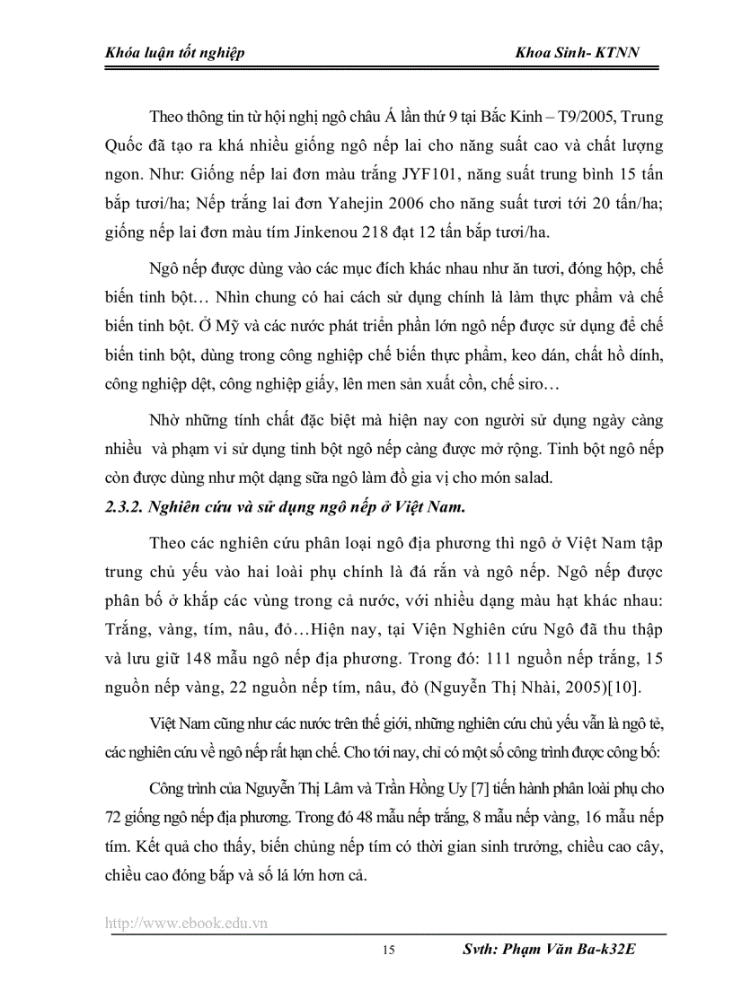 image for page Bước đầu nghiên cứu ảnh hưởng của mức độ phân bón đến sự sinh trưởng và năn suất của một số giống ngô nếp lai