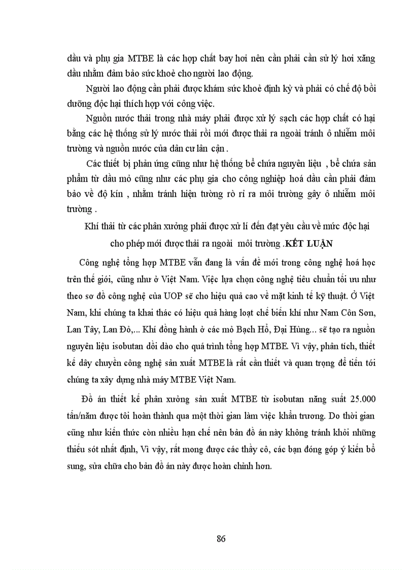 image for page Thiết kế phân xưởng sản xuất MTBE Metyltert butyl ete