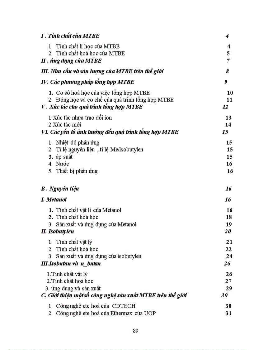 image for page Thiết kế phân xưởng sản xuất MTBE Metyltert butyl ete