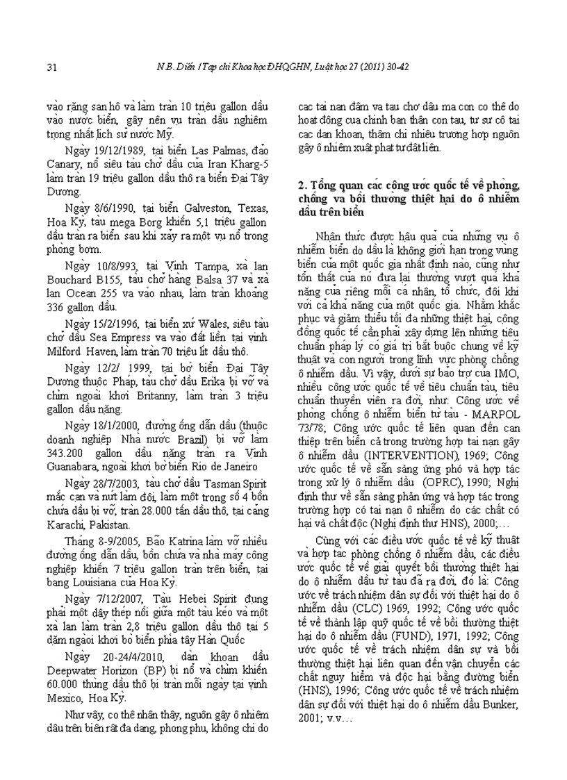 Tổng quan pháp luật quốc tế về phòng chống và bồi thường thiệt hại do ô nhiễm dầu trên biển