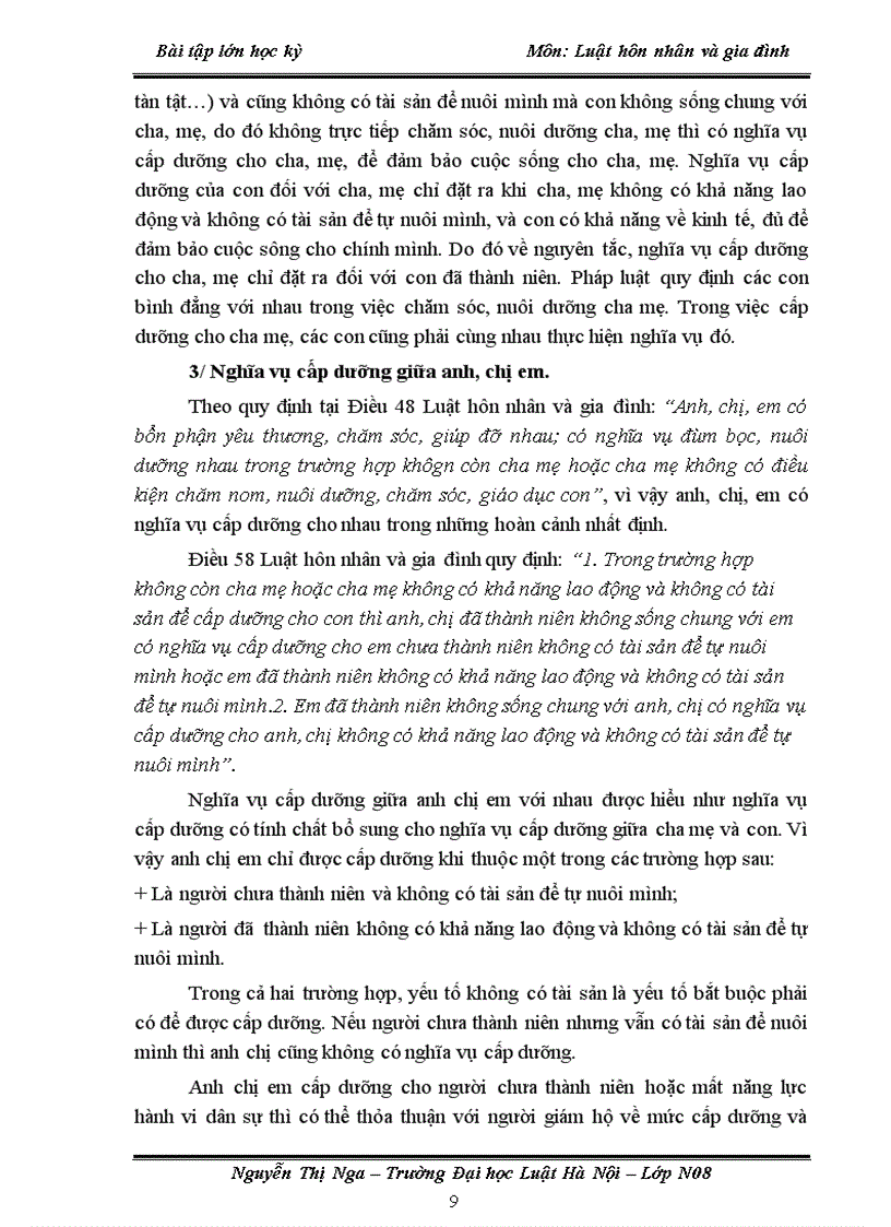 image for page Bài tập lớn học kỳ môn luật hôn nhân và gia đình Cấp dưỡng giữa các thành viên trong gia đình một số vấn đề lý luận và thực tiễn