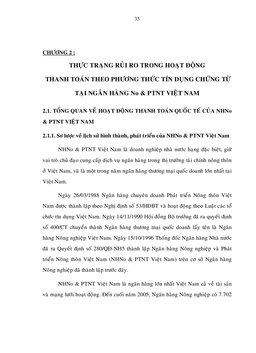 image for page Thanh toán quốc tế bằng phương thức tín dụng chứng từ Giải pháp phòng ngừa và hạn chế rủi ro tại ngân hàng nông nghiệp và phát triển nông thôn Việt Nam