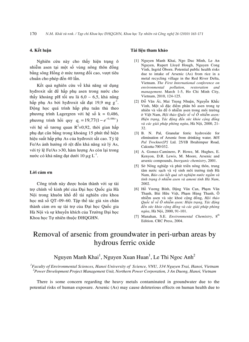 image for page Nghiên cứu khả năng hấp thụ asen của hydroxit sắt